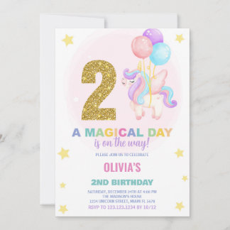 2. Geburtstag Einhorn Geburtstag Einladungen