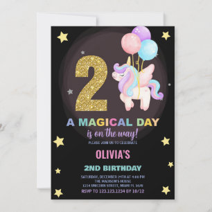 2. Geburtstag Einhorn Geburtstag Einladungen