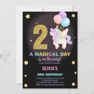2. Geburtstag Einhorn Geburtstag Einladungen