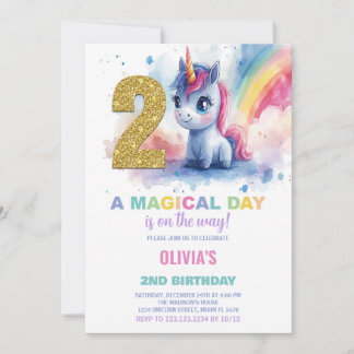 2. Geburtstag Einhorn Geburtstag Einladungen
