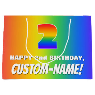 2. Geburtstag: Farbenfroh, Fun Rainbow Pattern # 2 Große Geschenktüte