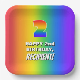 2. Geburtstag: Farbenfroh, Fun Rainbow Pattern # 2 Pappteller