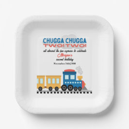 2. Geburtstag farbenfroher Cartoon Zug Pappteller