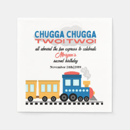 2. Geburtstag farbenfroher Cartoon Zug Serviette