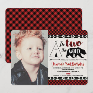 2. Geburtstag Foto Einladung Junge Wild zwei