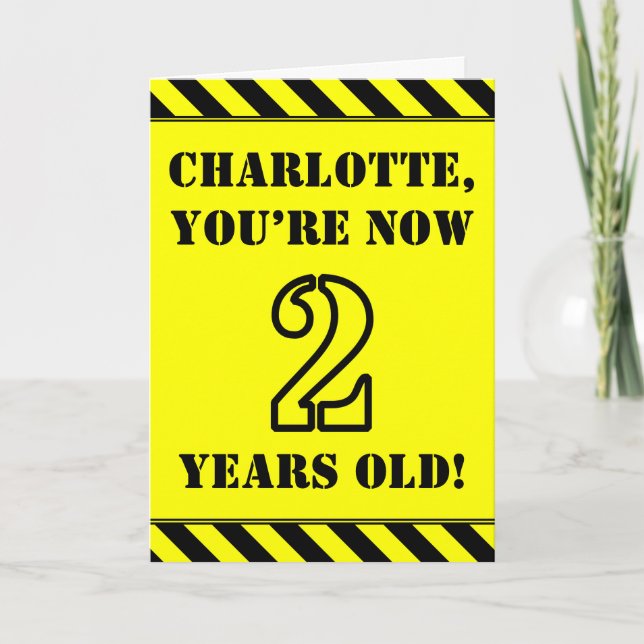 2. Geburtstag: Fun Stencil Style Text, Individuell Karte (Vorderseite)