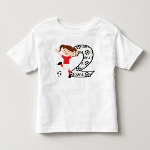 2. Geburtstag Fußball-Girl rot und weiß Kleinkind T-shirt