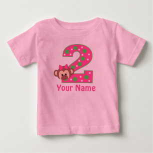 2. Geburtstag Girls Monkey Personalisiertes Shirt