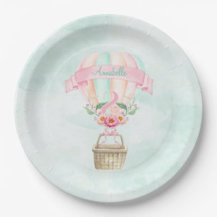 2. Geburtstag Hot Air Ballon Minze Pink Peach Pappteller