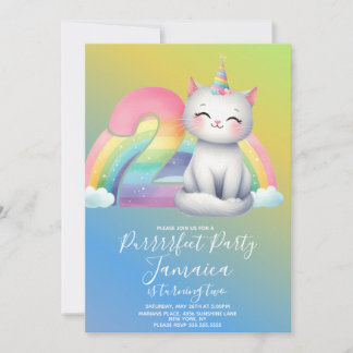 2. Geburtstag Kitten Rainbow Party Einladung