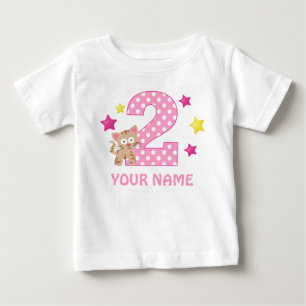 2. Geburtstag Kitty Cat Girl Personalisierter T -  Baby T-shirt