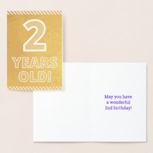 2. Geburtstag - kühl "2 JAHRE ALT!" Gold Foil Card Folienkarte