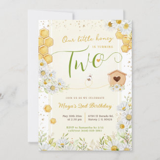 2. Geburtstag Little Honey Sweety Bee Girl's Secon Einladung