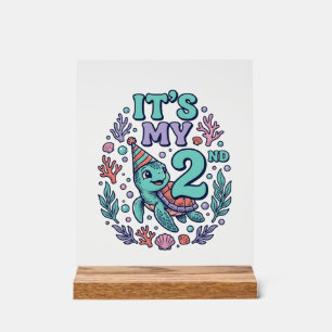 2. Geburtstag Meeresschildkröte Vintage Gravur Des Acrylschild