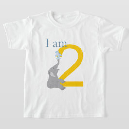 2. Geburtstag Moderner Minimaler Grauer Elefant T T-Shirt