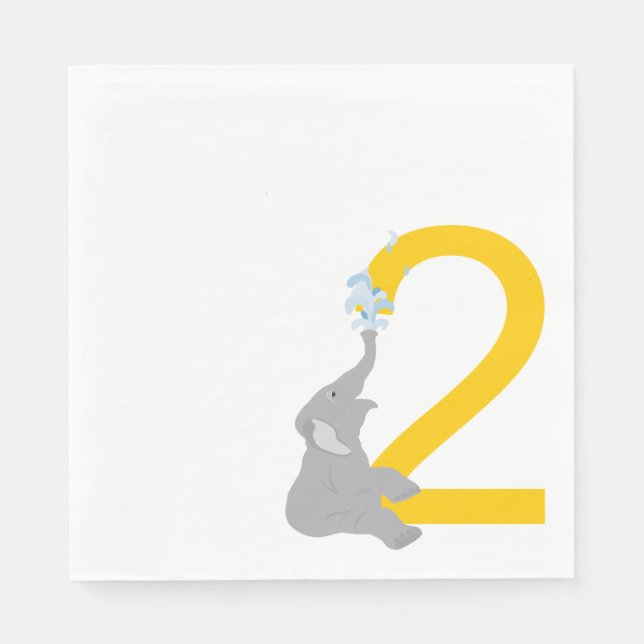 2. Geburtstag Modernes Grau Elefant Party Napkins Serviette (Vorderseite)