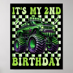 2. Geburtstag Monstertruck 2 Jahre alte Jungen 2. Poster