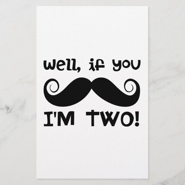 2. Geburtstag Mustache Briefpapier (Vorderseite)