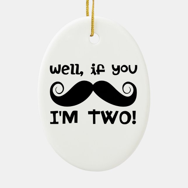 2. Geburtstag Mustache Keramikornament (Hinten)