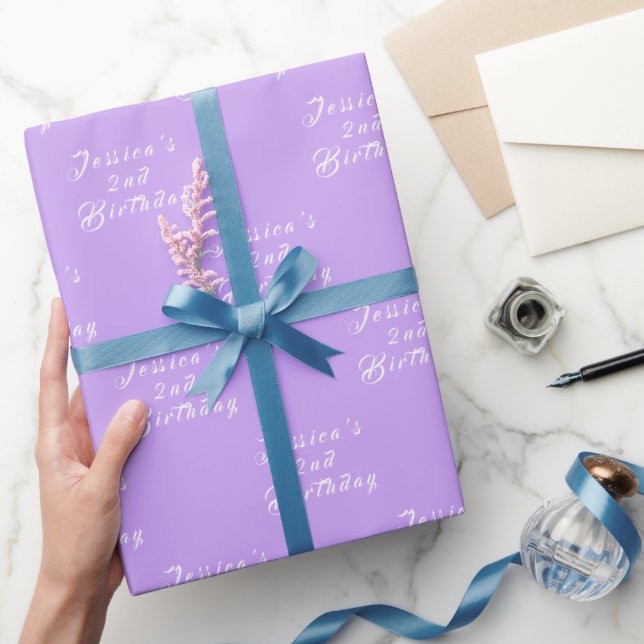 2. Geburtstag Niedlich Girl Lila Simple Violet Gir Geschenkpapier (Schenken)