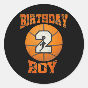 2. Geburtstag Outfit Boy Basketball Zweites 2 Jahr Runder Aufkleber
