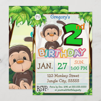 2. Geburtstag Party Affe Custom Einladung