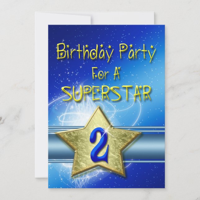 2. Geburtstag Party Einladung für einen Superstar. (Vorderseite)