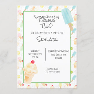 2. Geburtstag Party Eiscreme und Popsicles Einladung