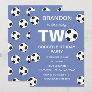 2. Geburtstag Party Fußball Blue Boys Sports Einladung