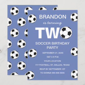 2. Geburtstag Party Fußball Blue Boys Sports Einladung