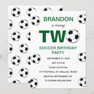 2. Geburtstag Party Fußball Grüne Boys Sport Einladung