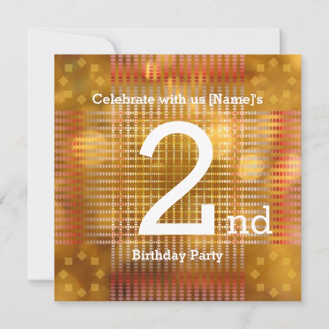 2. Geburtstag Party - Goldene Einladung (Vorderseite)