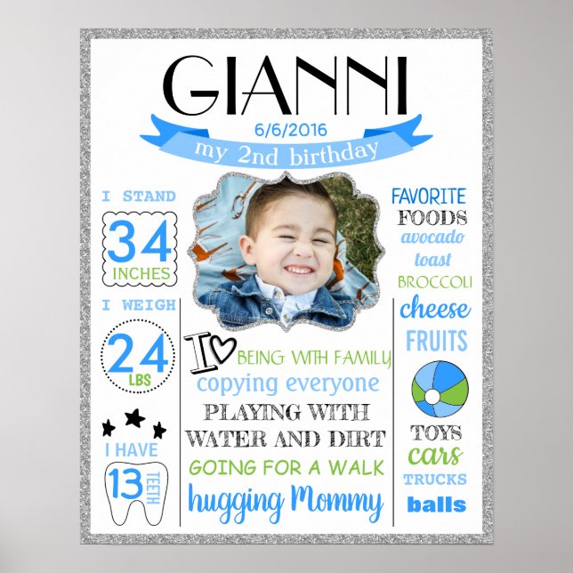 2. Geburtstag Party Plakatbanner Meilenstein Poster (Vorne)