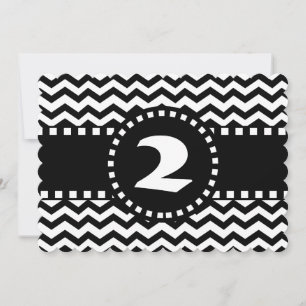 2. Geburtstag Party Schwarz und Weiß Zig Zag W02B Einladung