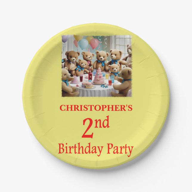 2. Geburtstag Party Teddy Bears Party Pappteller (Vorderseite)