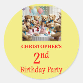 2. Geburtstag Party Teddy Bears Party Runder Aufkleber