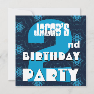 2. Geburtstag Party Zwei Jahre Big Blue Stars W778 Einladung