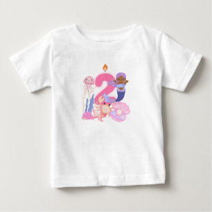 2. Geburtstag Pastell-Meerjungfrau & Meerestiere K Baby T-shirt