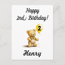 2. Geburtstag, Personalisierte Teddy Bärenkarte, Postkarte