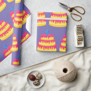 2. Geburtstag Pink Cake Geschenkpapier