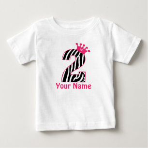 2. Geburtstag Pink Zebra Personalisiertes Shirt