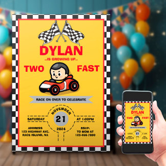2. Geburtstag Racer Cars Einladung