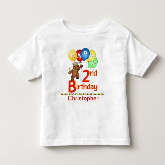 2. Geburtstag Regal Teddy Beary Individuelle Name Kleinkind T-shirt (Vorderseite)
