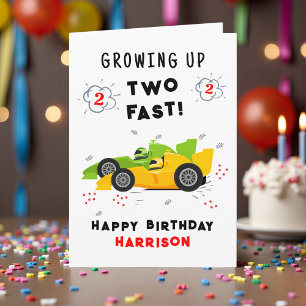 2. Geburtstag Rennwagen Wachsen Zwei Schnell Karte
