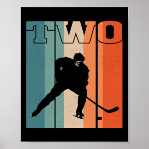 2. Geburtstag Retro Eishockey 2 Jahre Junge Mädche Poster