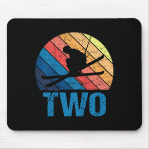 2. Geburtstag Retro Skifahren 2 Jahre Jungen Mädch Mousepad