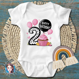 2. Geburtstag Rosa Cupcake  Baby Strampler