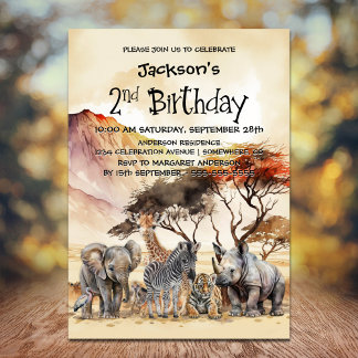 2. Geburtstag Safari Tiere Geburtstag Einladung