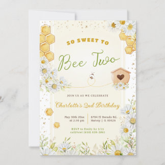2. Geburtstag Süßbiene Zwei Girl Bumblebee Einladung