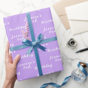 2. Geburtstag Süßes Mädchen Lila Einfache Violette Geschenkpapier